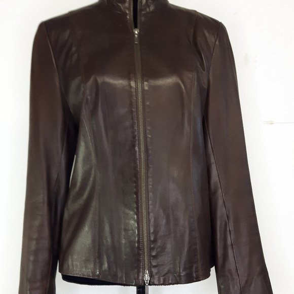 SOLD Classic Dark Brown Danier Women's Italian Leather Jacket - Picture 1 of 4